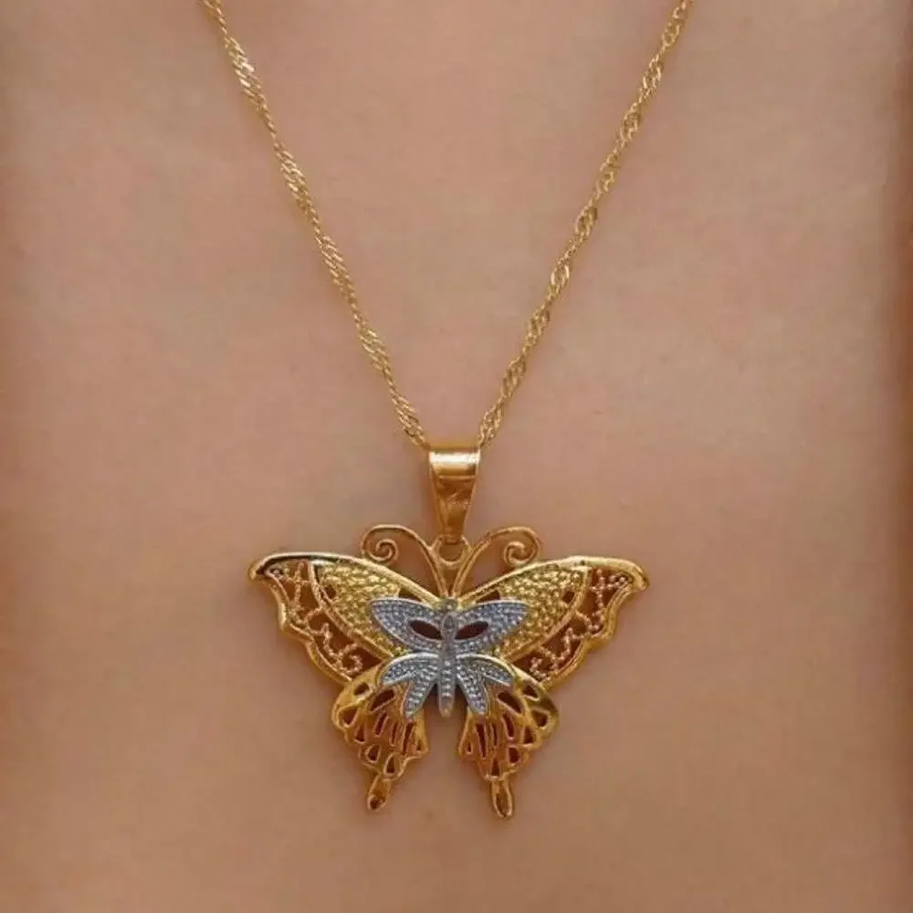 Gold Butterfly Pendant Necklace Ab 1 B